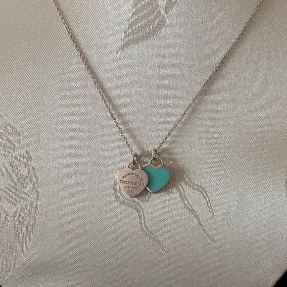 Tiffany & Co. Silver and Blue Heart Necklace